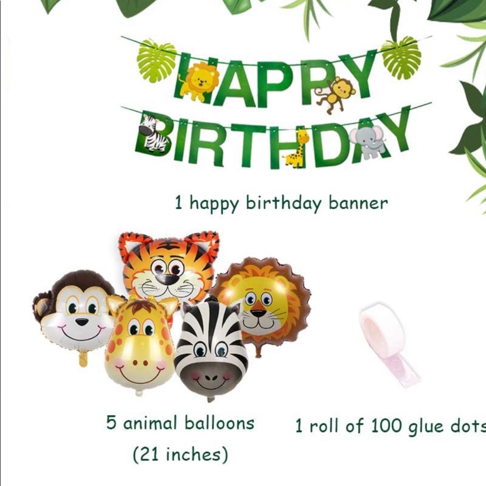 Happy birthday safari animals banner + more!